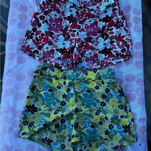 Patagonia Kids Floral Shorts - Burgundy and Lime